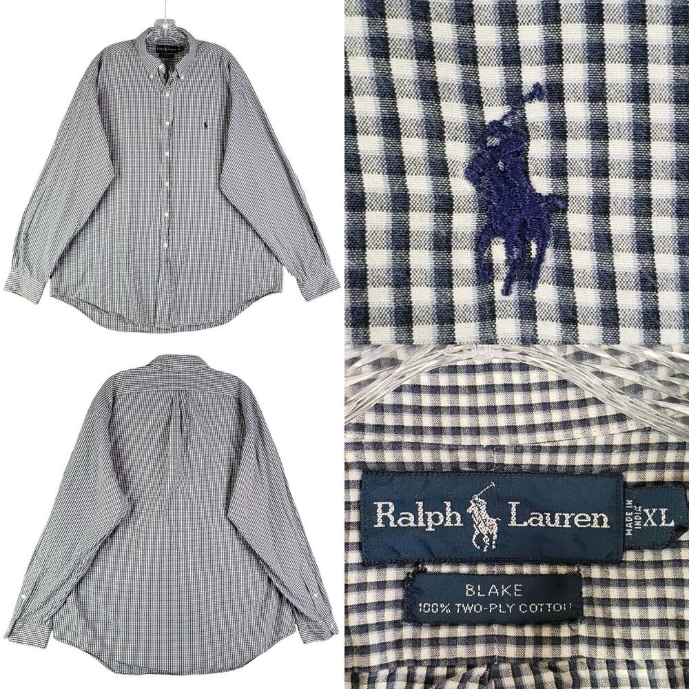 Polo Ralph Lauren Shirt Oxford Men’s XL Blue Plaid LS Button Down Blake